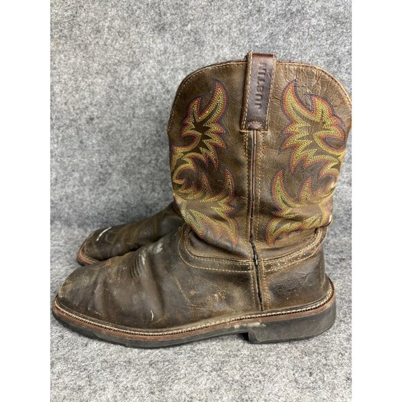 Justin Western Work Boots Mens Size 13 D Brown Leather Square Toe EH WK4681 - Picture 1 of 8